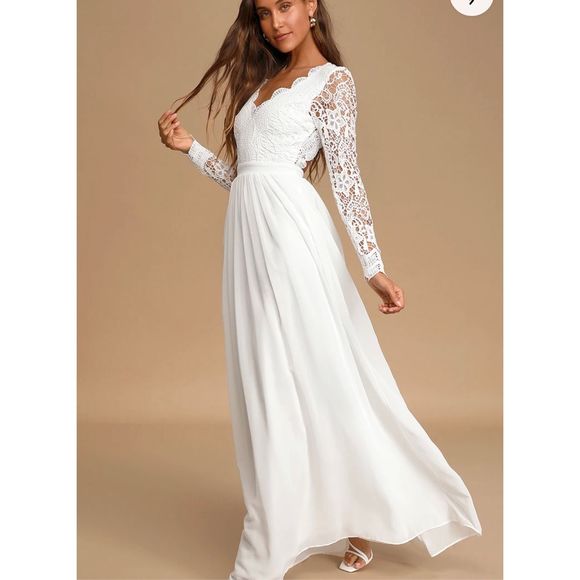 Lulus Dresses & Skirts - Lulu’s Awaken My Love Long Sleeve Lace Maxi Dress Size Small, like new condition